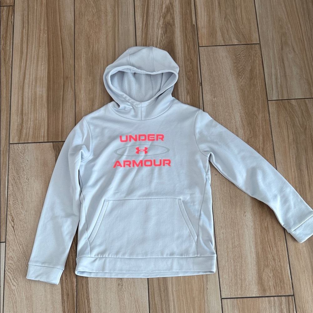 Under Armour White Hoodie with Pink Logo